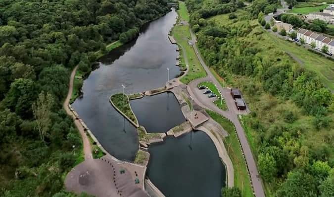 Prime fishing lakes at Taff Bargoed Angling Association near Cardiff, South Wales